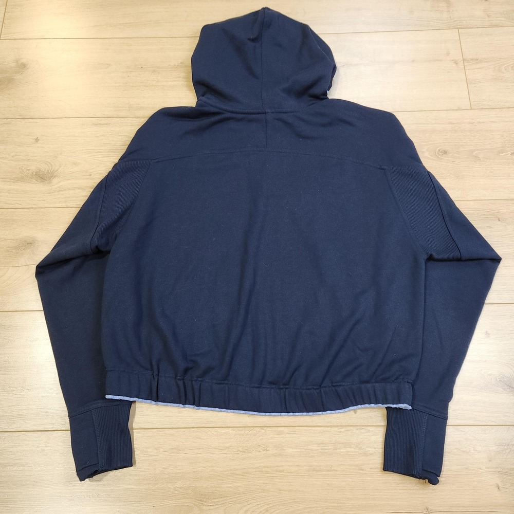Athleta Ascend Hoodie Womens Medium Blue Fleece 1/4 Zip Pullover Sweatshirt - Picture 5 of 9